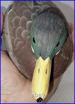 Old Wood Duck Decoy, Hand Carved Mallard with Amazing Fine Art Details and Colors