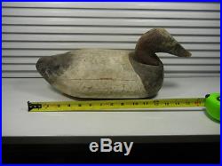 Old Wooden Duck Decoy Weighted 17 Solid Vintage Red Head 2-tone Body