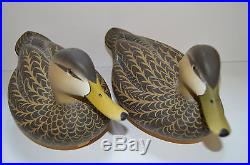 Oliver Lawson Black Duck Decoy Pair Signed 1976 Crisfield Maryland