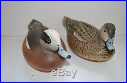 Oliver Lawson Crisfield Maryland Widgeon Duck Decoy Pair Signed 1976