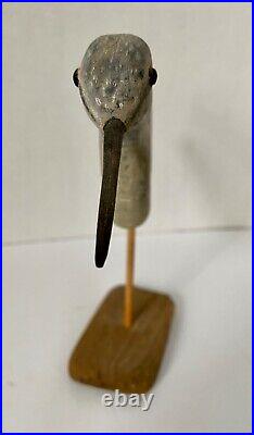 Orig. Yellowlegs Carved Flatty Shorebird Decoy, Notched Tail, Carved Relief