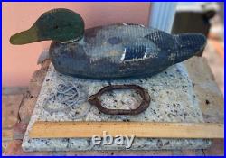 Original Antique Wooden Hand Painted Duck Decoy Glass Eyes Herters MN Weight