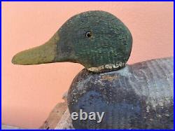 Original Antique Wooden Hand Painted Duck Decoy Glass Eyes Herters MN Weight