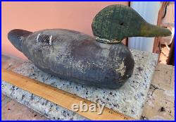 Original Antique Wooden Hand Painted Duck Decoy Glass Eyes Herters MN Weight