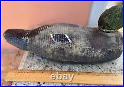 Original Antique Wooden Hand Painted Duck Decoy Glass Eyes Herters MN Weight