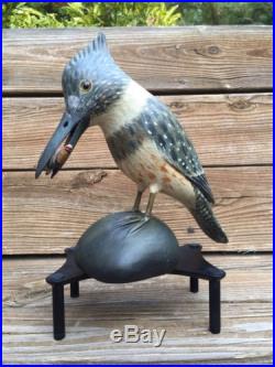 Outstanding Kingfisher Crowell Style Shorebird Decoy By Reggie Birch