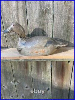 PAIR EVANS CANVASBACK Duck wood decoys Mammoth Solid body Evans stamp Wisconsin