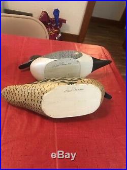 PAUL ARNESS HAND CARVED PAIR Pintail Wooden DUCK DECOYS Glass Eyes King City CA