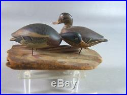 Pair A. Elmer Crowell miniature mallard duck decoys ca. 1910's signed