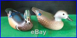 Pair Carved Hunting Wood Duck Decoys Limited Edition Signed Bill Schauber 61/75