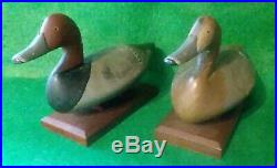 Pair Carved Wooden Hunting Redhead Duck miniature Decoys Bob McGaw Havre DeGrace