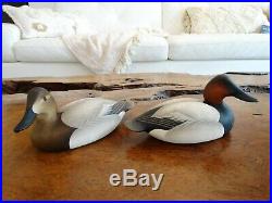 Pair Charlie Joiner Canvasback Drake Signed C. W. JOINER 1976 Duck Decoy Decoys