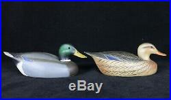 Pair Dan Brown Salisbury Carved and Painted 8.25 Duck Decoys Hen & Drake 1970