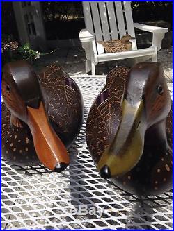 Pair Of Oversized Duck Decoy Blackducks By Lou Reineri In Ward Brothers Style