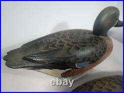 Pair Vintage Carved Blue Wing Teal Duck Decoys- Davy Nichol Ontario Mint