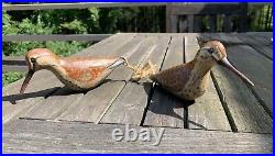 Pair carl jensen carls shore birds plovers signed dated 93 Carved Hp Wood decoy