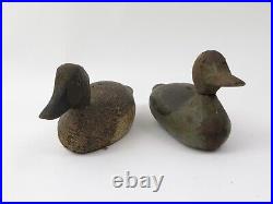 Pair of Antique 1905-1920 Victor Wood Duck Decoys Each Marked 17 & 16Long