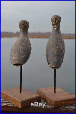 Pair of Antique Black-Bellied Plover Shorebird Decoys, Circa 1900-1910