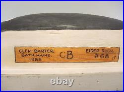 Pair of Maine Eider Duck Decoys by Clem Barter Bath Maine 1988