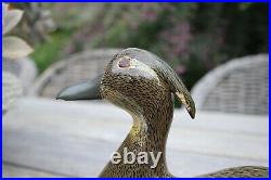 Pair of W. S. Bushnell hand-carved, painted Decoys Wood Duck and Pintail Hens