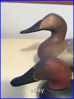 Pair of Working Canvasback Duck Decoys Madison Mitchell Eastern Shore 1950