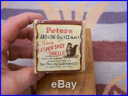 Peters Squirrel Empty 410 2 Shot Gun Shell Ammo Box Calendar Poster Duck Decoy