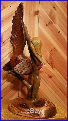 Pheasant, duck decoy, rooster wood carving by Casey Edwards