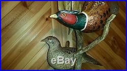 Pheasants, duck decoy, fish decoy, hunting collectible carving by Casey Edwards