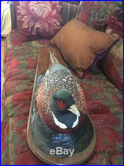 RARE GEORGE KIEFFER HAND CARVED PAINTED WOODEN PHEASANT DECOY Signed