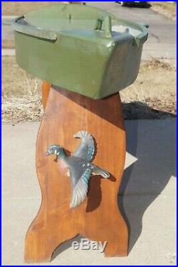 RARITY Casey Edwards Wood Carved Duck Decoy Hunting Scene Boat Table Fish Lure