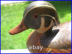 R. D. Lewis Wood Duck Drake Decoy with Stand Signed By Artist & Dated 3/16/81