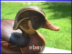 R. D. Lewis Wood Duck Drake Decoy with Stand Signed By Artist & Dated 3/16/81