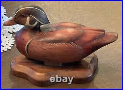 R. D. Lewis- Wood Duck Drake Wood Decoy Signed By Artist & Dated 2/4/80