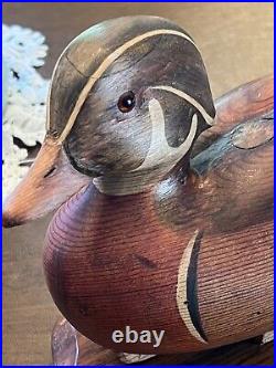 R. D. Lewis- Wood Duck Drake Wood Decoy Signed By Artist & Dated 2/4/80