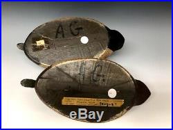 Ralph Malpage Bluebill Pair Duck Hunting Decoy Decoys Old Antique Vintage 1940s