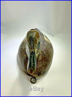 Rare 1920's A. Elmer Crowell Duck Decoy Original Glass Eyes 15 1/2 Maker Signed