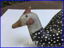 Rare 19th C Folk Art Guinea Hen Pea Fowl Decoy Orginal Untouched AAFA WOW