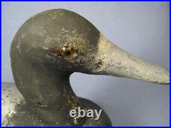 Rare Antique 1930's Fred Bins Wooden Bluebill Duck Decoy Glass Eyes Green Bay WI