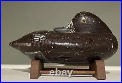 Rare Antique Carved Wood Sleeping Bluebill Duck Decoy By William Pratt