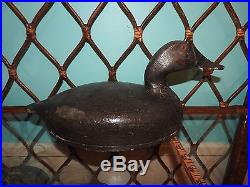 Rare Antique Duck Decoy with Original Paint Hand Carved Realistic One Piece