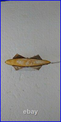 Rare Antique Vintage Old Wood Heddon Ice Decoy Minnow #400 in Perch Scale Color