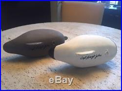 Rare Pair of signed High Neck Blue Bill Duck Decoys by Captain Harry Jobes