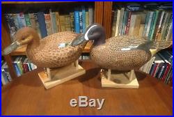 Rare Ralph Malpage Signed Full Size Pair BLUE WING TEAL DUCK Decoys Gorgeous