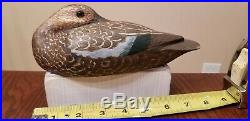 Rare Roy Guge illinois Carver Blue Wing Teal Hen Duck Wooden Decoy Carving
