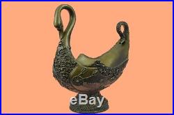 Rare Sculpture Solid Brass 12 Swan Goose Duck Decoy Scupture Planter Vintage Br