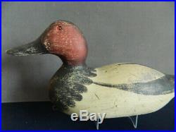 Rare Signed Hays Factory Drake Canvasback Decoy WithStamped Lead Weight