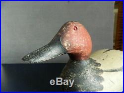 Rare Signed Hays Factory Drake Canvasback Decoy WithStamped Lead Weight