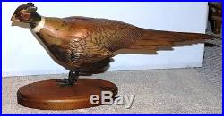 Rare Signed Tom Taber Carved Ringneck Pheasant Decoy