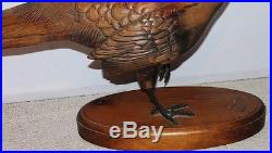 Rare Signed Tom Taber Carved Ringneck Pheasant Decoy