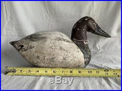 Rare, hand carved original painted canvas back duck decoy Gus Moak